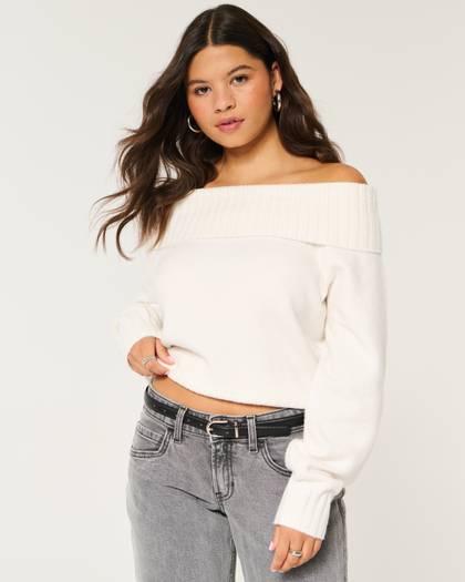 Easy Foldover Off-the-Shoulder Sweater