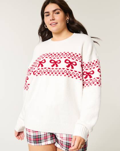 Hollister Comfy Cloud Bow Graphic Crew Sweater