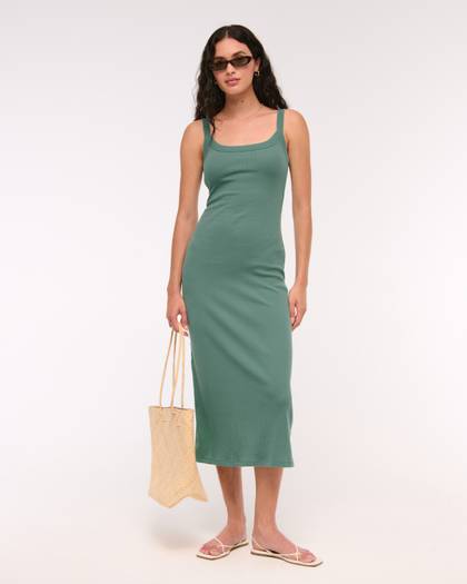 Bra-Free Essential 90s Rib Midi Dress