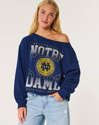 Oversized University of Notre Dame Off-the-Shoulder Sweatshirt