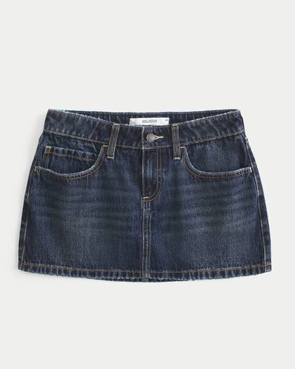 Curvy Low-Rise Denim Mini Skort