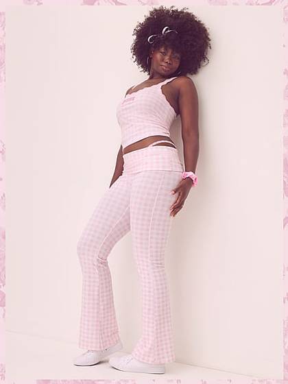 PINK x LoveShackFancy All-Day Cotton™ Foldover Flare Leggings