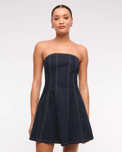 The A&F Mila Strapless Denim Mini Dress