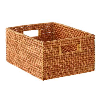 Large Rattan Bin w/ Handles Copper