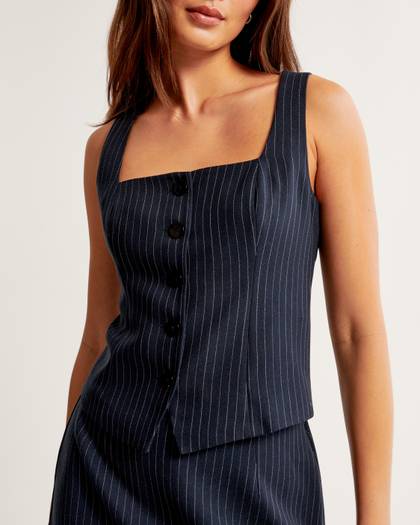 The A&F Mara Tailored Vest Squareneck Set Top