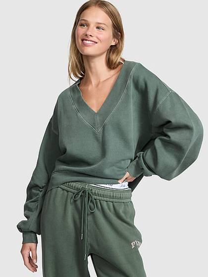 Campus Fleece™ V-Neck High-Low Cropped Sweatshirt