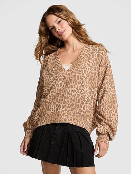 Campus Fleece™ V-Neck High-Low Cropped Sweatshirt