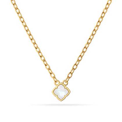 Mini Pearl Clover Necklace (Gold)