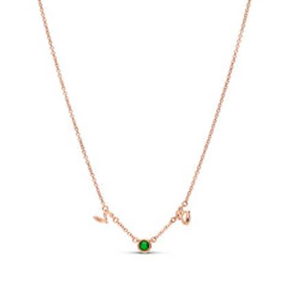 Made Mine Initials & Birthstone Necklace (Rose Gold)