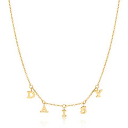 Mini Hanging Letter Name Necklace (Gold)