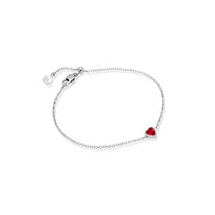 Mini Heart Birthstone Bracelet (Silver)