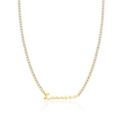 Signature Name Tennis Necklace (Gold)
