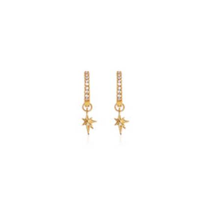 925 Sterling Silver Mini Starburst Crystal Earrings (Gold)