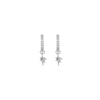 925 Sterling Silver Mini Starburst Crystal Earrings (Silver)
