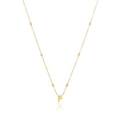 Mini Letter Sphere Chain Necklace (Gold)