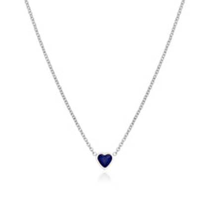 Mini Heart Birthstone Necklace (Silver)