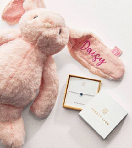 New Baby & Mum Gift Set - Mini Heart Birthstone Bracelet (Silver)