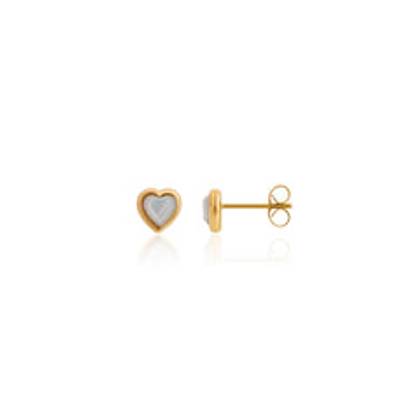 Mini Heart Birthstone Stud Earrings (Gold)