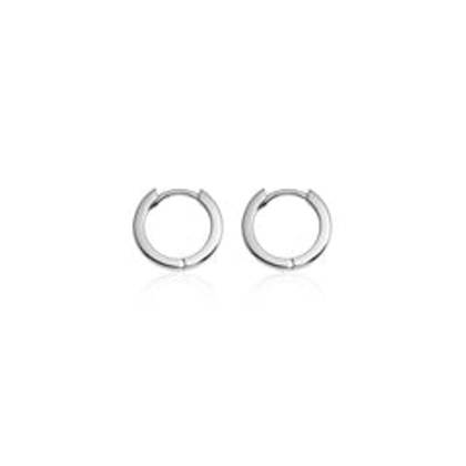 925 Sterling Silver Huggie Hoop Earrings (Silver)