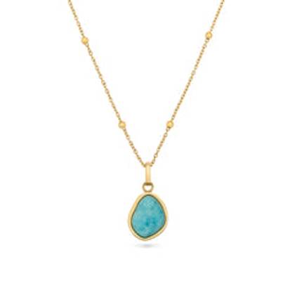 Blue Amazonite Stone Necklace (Gold)