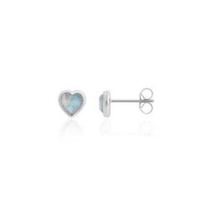 Blue Heart Stud Earrings (Silver)