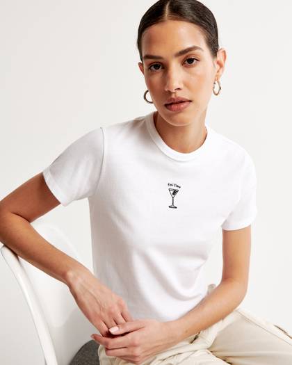 Short-Sleeve Martini Graphic Skimming Tee