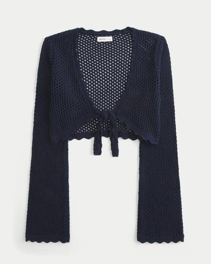 Long-Sleeve Tie-Front Shrug