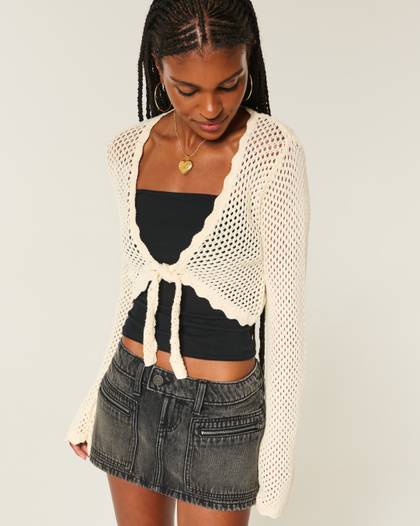 Long-Sleeve Tie-Front Shrug