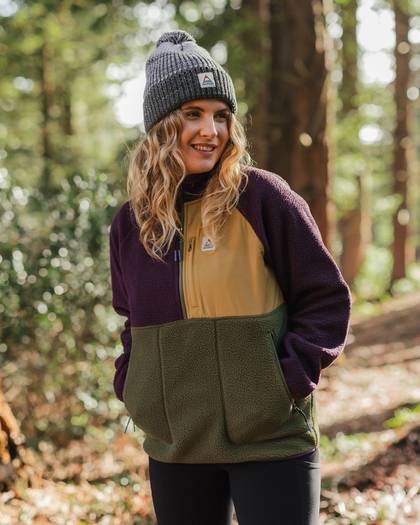 Home Sherpa Fleece - Deep Plum/Khaki