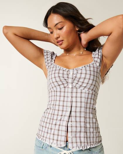 Short-Sleeve Stretch Poplin Top