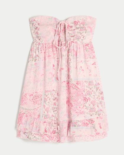 Strapless Ruffle Babydoll Mini Dress