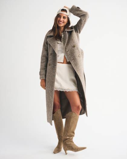 A&F Carrie Wool-Blend Trench Coat