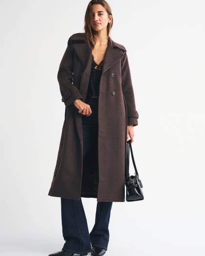 A&F Carrie Wool-Blend Trench Coat