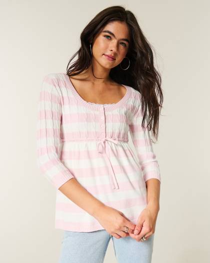 Cable-Knit Babydoll Sweater