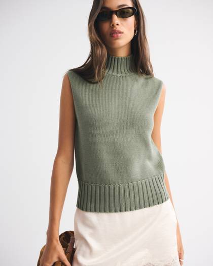 Mockneck Sweater Shell Top