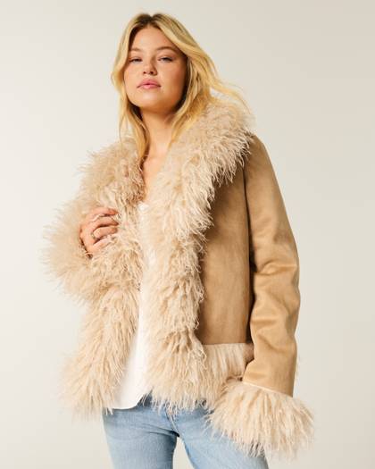 Faux Fur-Lined Faux Shearling Jacket