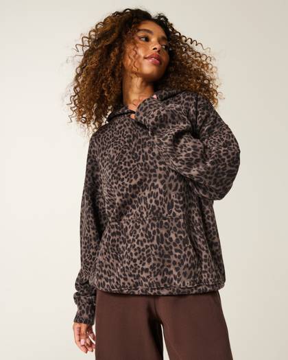 Oversized Leopard Print Hoodie