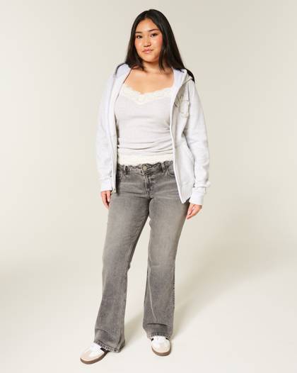Low-Rise Grey Bootcut Jeans