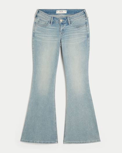 Ultra Low-Rise Light Wash Flare Jeans