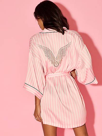 Victoria's Secret Backstage Satin Sparkle Short Robe