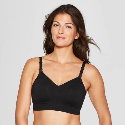 Women's Nursing Seamless Bra - Auden™ Black L: Maternity, Wireless, Convertible, Scoop Back