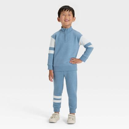 Toddler Boys' Fleece Sweatshirt and Pants Set - Cat & Jack™ Steel Blue 12M