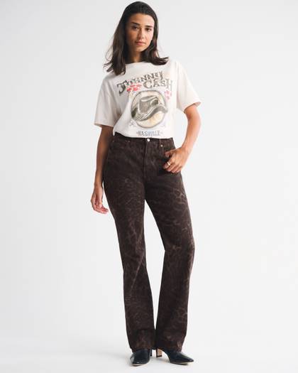 Curve Love High Rise 90s Relaxed Leopard Print Jean