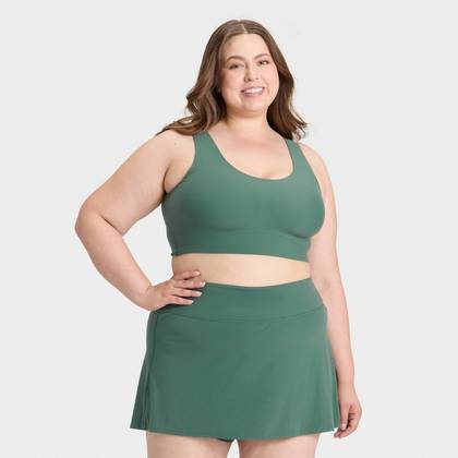 Women's Everyday Soft Medium Support Longline Sports Bra - All In Motion™ Green 1X