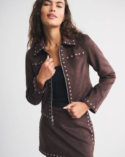 Slim Zip Vegan Suede Jacket