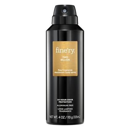 fine'ry. Men's 24‑Hour Odor Protection Aluminum‑Free Deodorant Body Spray - Two Billion - 4oz: Fresh Scent,Under Arm Application