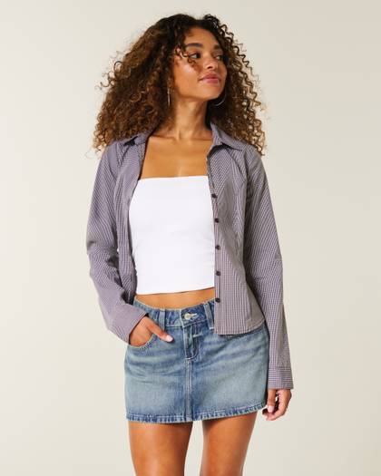 Embroidered Star Pocket Denim Mini Skort