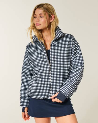 Zip-Up Pattern Puffer Jacket