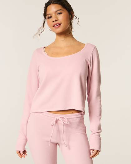 Gilly Hicks Always Cozy Waffle Long-Sleeve Scoop Top