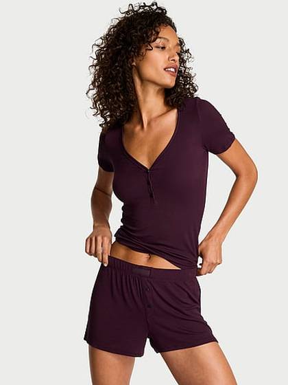 SoSoft Modal™ Ribbed Henley Tee & Boxer Shorts Set
